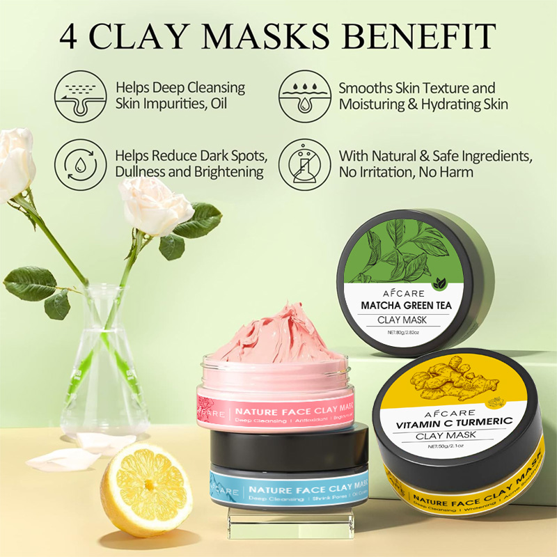 4 Pcs Clay Facial Mask Set Tur - Green Tea Cleansing Clay Mask 评论和价格