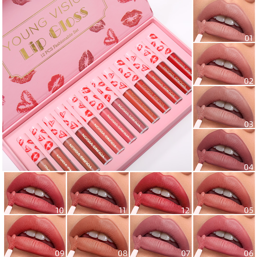 4pcs/10pcs/set Nude Lip Gloss  - Matte Velvet Lip Tint Long Lasting 评论和价格
