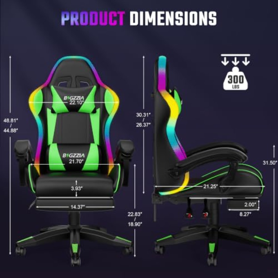 RGB gaming chair with footrest - Massage 评论和价格