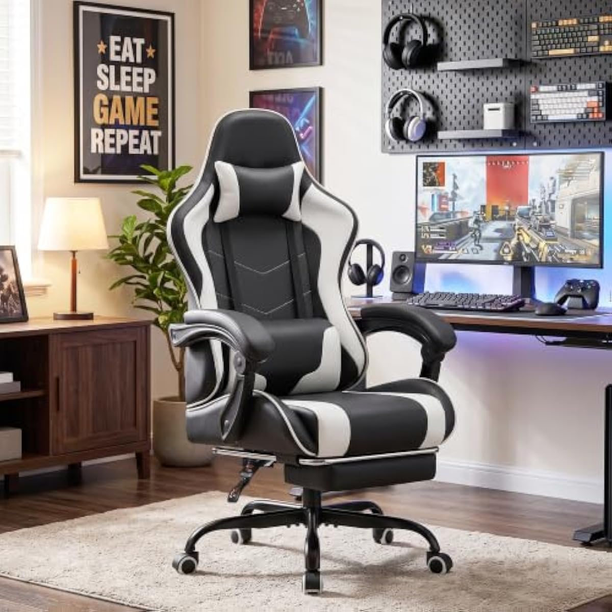 Gaming Chair with Adjustable H - Massage 评论和价格