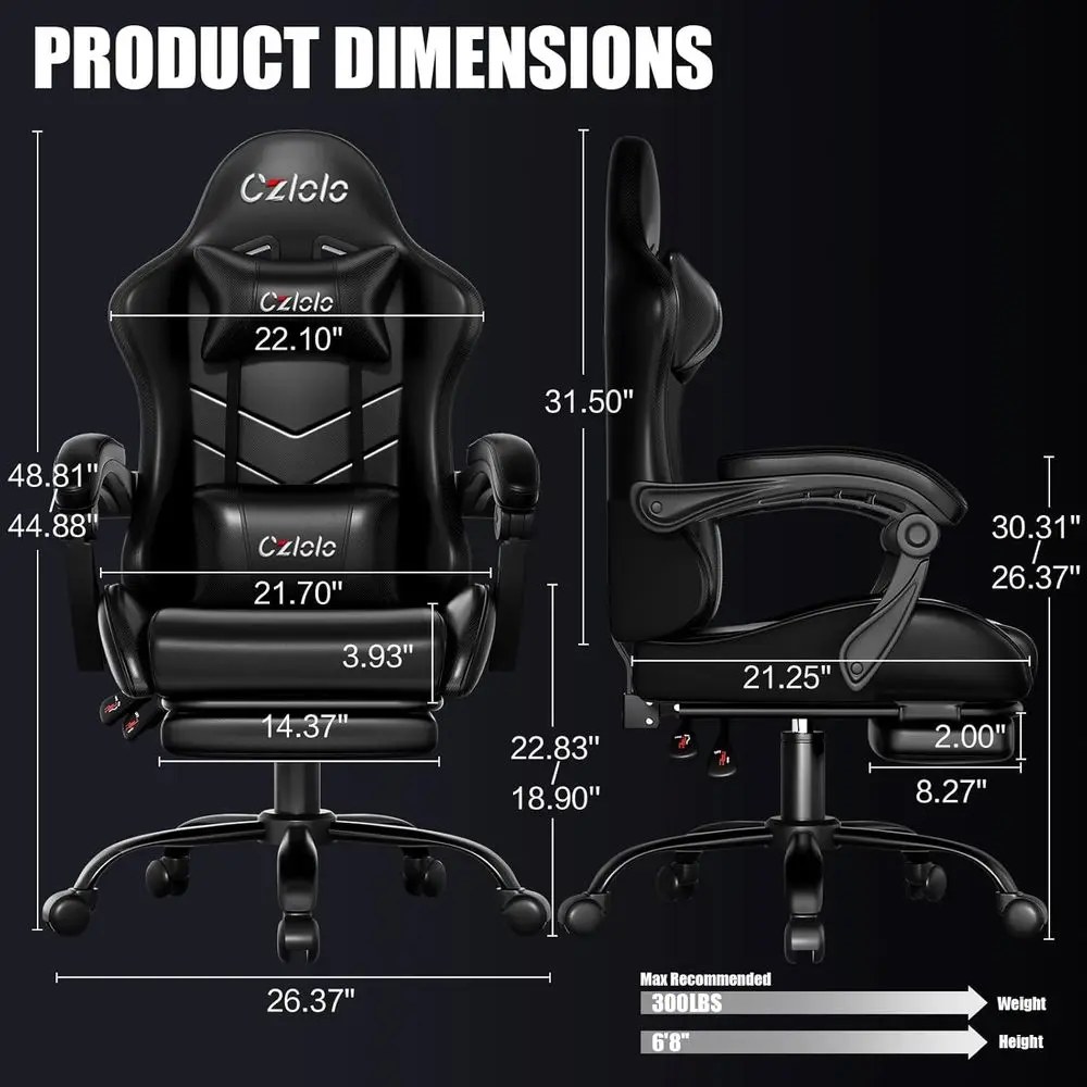 Ergonomic Gaming Chair with Fo - Massage 评论和价格