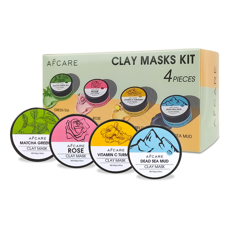 4Pcs Face Mask Set with Turmer - Green Tea Cleansing Clay Mask 评论和价格