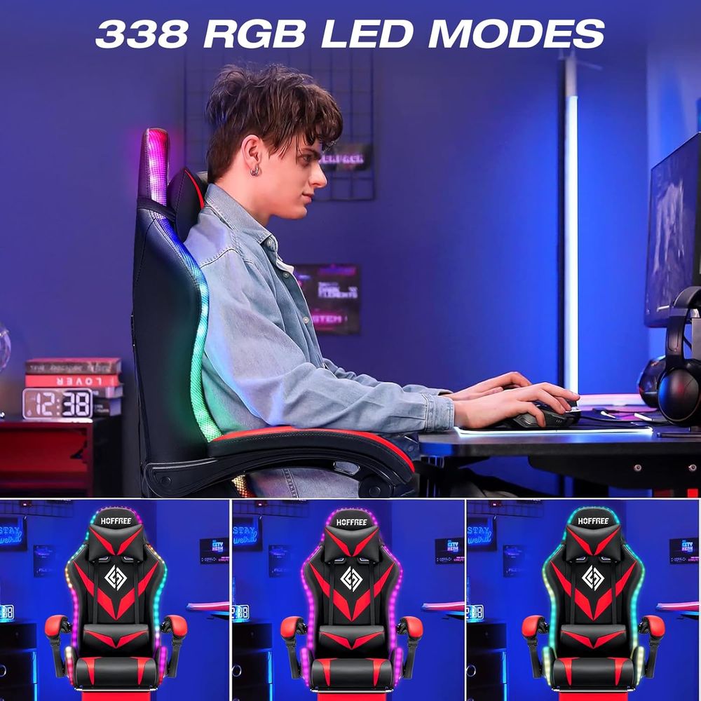 Ergonomic High-Back Gaming Cha - Massage 评论和价格