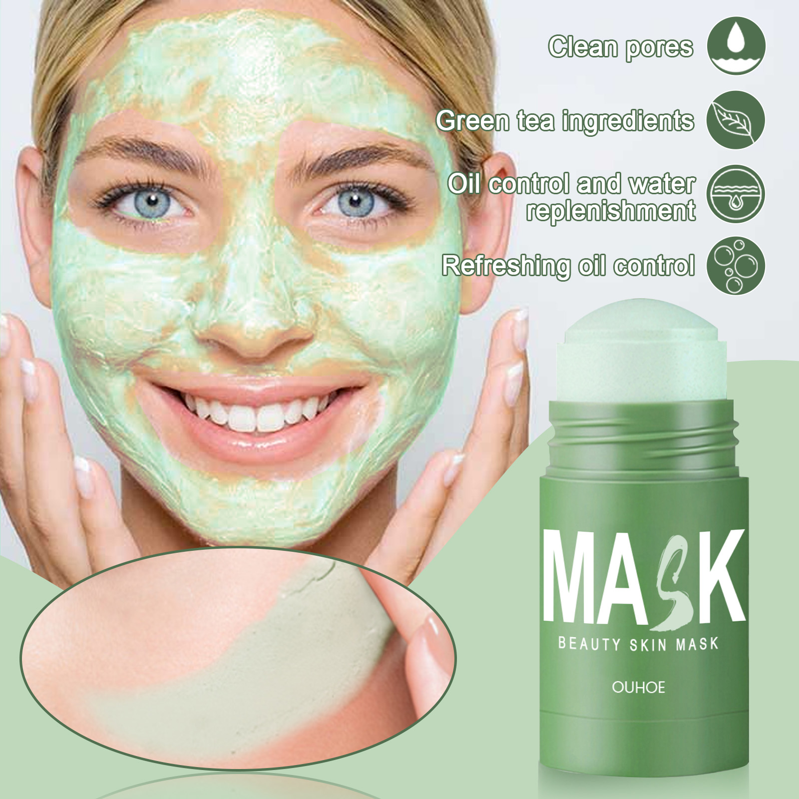 Green Tea Solid Mask Stick - D - Green Tea Cleansing Clay Mask 评论和价格
